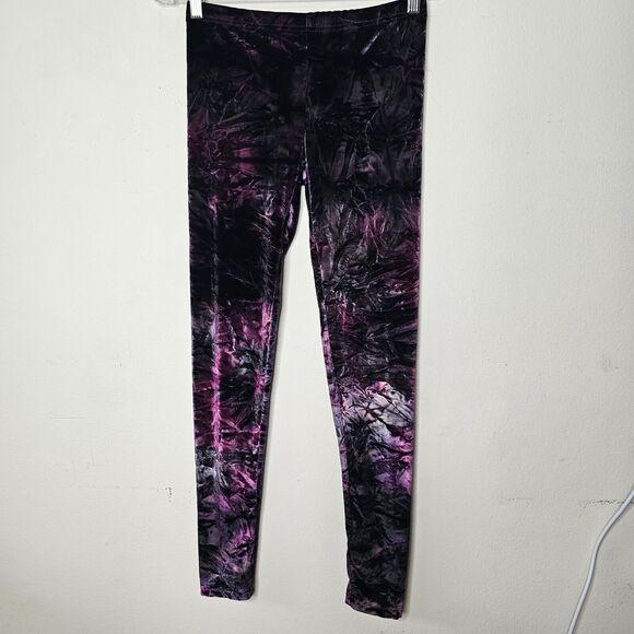 Topshop Purple & Silver Crushed Velour Elastic Waist Stretch Leggings 8 Medium - Picture 6 of 6